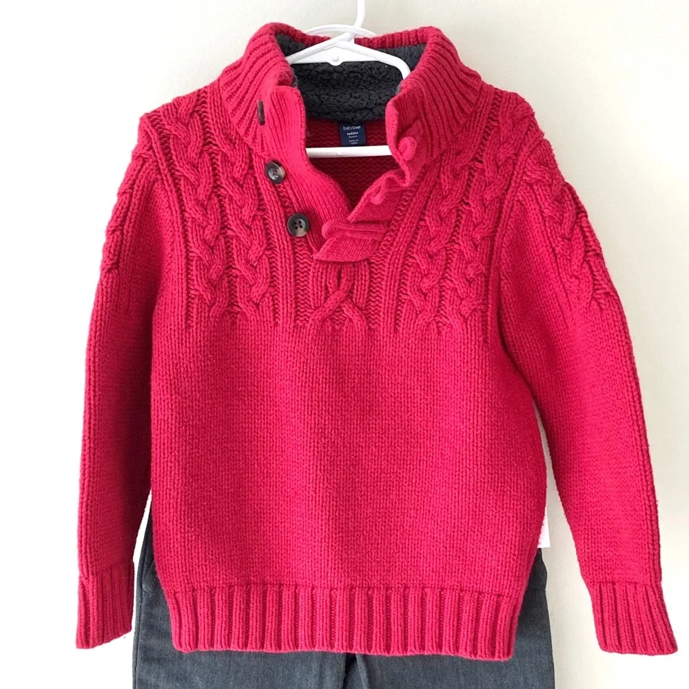 Gap Red Mockneck Sweater & Gray Pants NWT Size 5